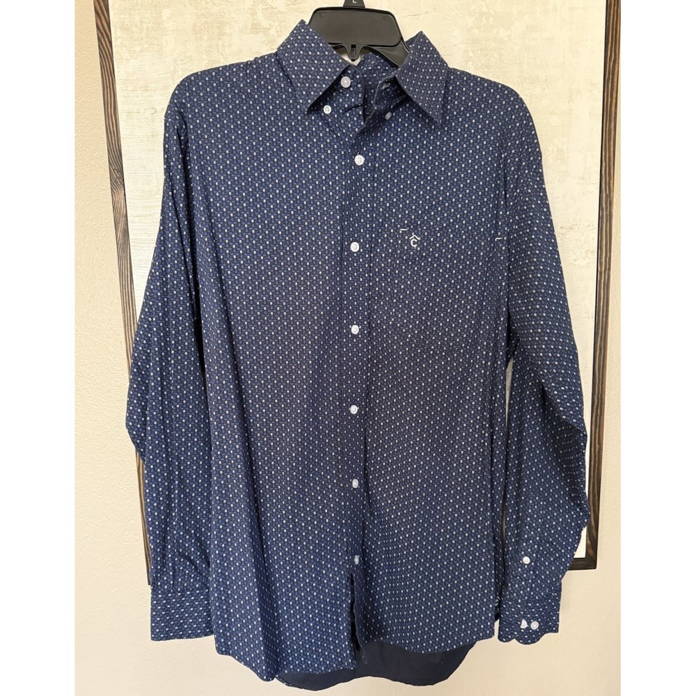 Rafter C Shirt Mens Medium Blue Pro Flex 45 Performance Western Rodeo Cowboy